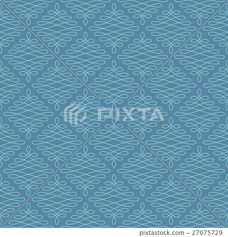Neutral Seamless Linear Flourish Pattern. Neutral Seamless Linear Flourish Pattern. 27075729