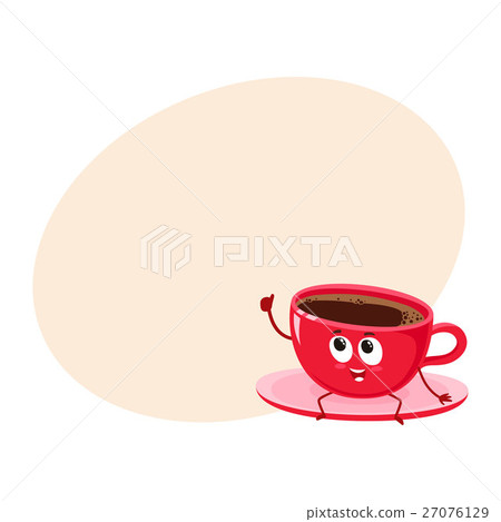 Funny black coffee cup character giving thumb up 27076129