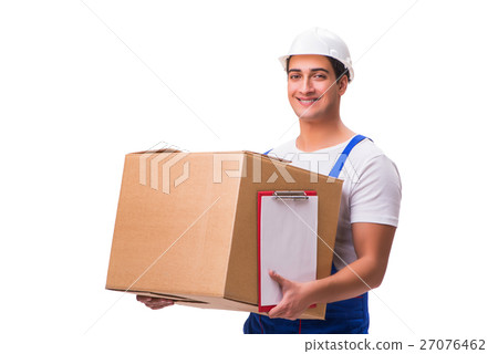 Man delivering box isolated on white Man delivering box isolated on white 27076462