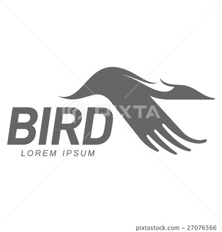 Stylized heron, crane, stork silhouette logo 27076566