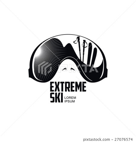 Black and white graphic mountain skiing goggles 27076574