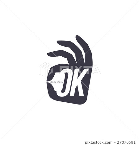 插圖素材: stylized, simplified hand showing ok sign, logo