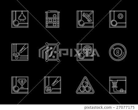 Billiards tournament white flat line vector icons 27077175