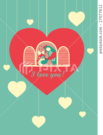 Cute pair of birds celebrating Valentine's Day 27077612