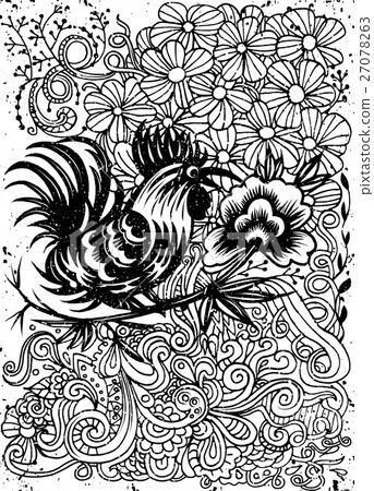 Hand Drawn of Zodiac Sign for Year of Rooste Hand Drawn of Zodiac Sign for Year of Rooste 27078263