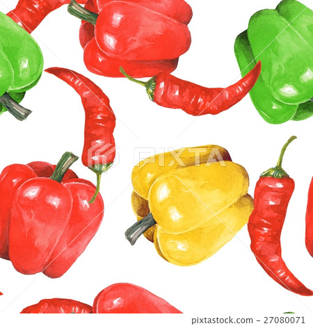 Pepper watercolor. Hand drawn seamless pattern 5 27080071