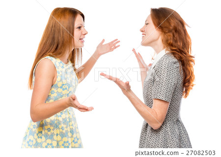verbal communication of emotional woman on a white verbal communication of emotional woman on a white 27082503