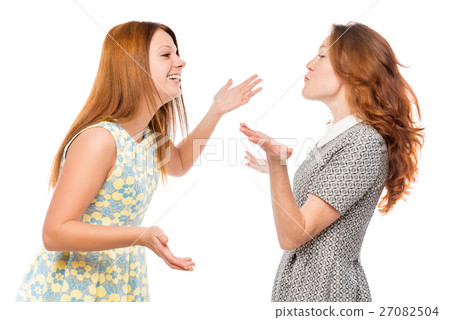 best friends are arguing on a white background best friends are arguing on a white background 27082504