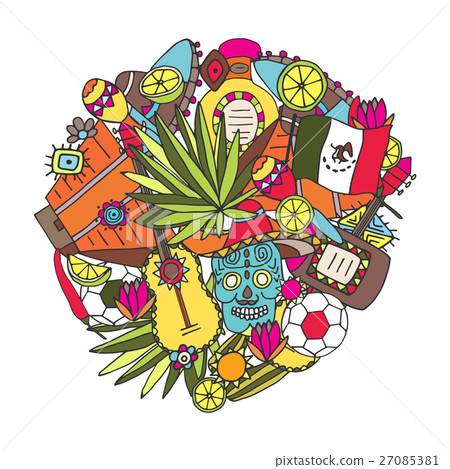 Doodles hand drawn science illustration of Mexico 27085381