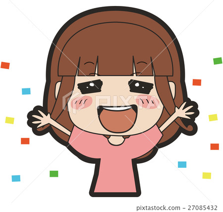 Illustration of a long-haired girl who is pleased 27085432