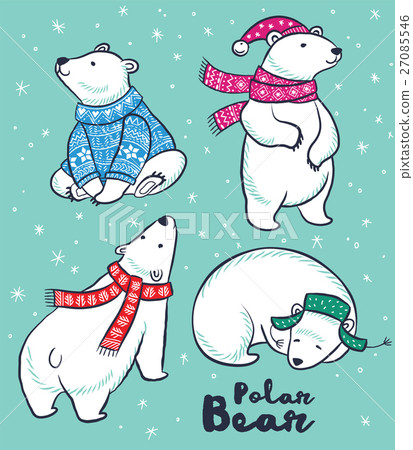 Polar Bears collection in colorful sweater, scarf 27085546