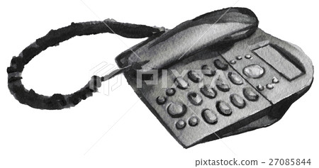watercolor sketch of home phone on a white  27085844