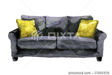 watercolor sketch of sofa on a white background 27085876