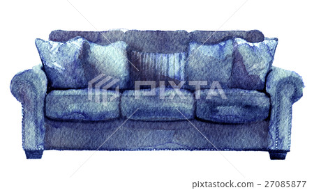 watercolor sketch of sofa on a white background 27085877