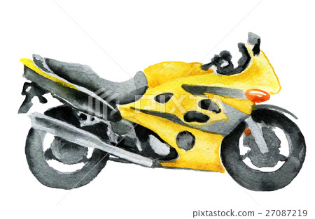 watercolor sketch of sport motorcycle on white 27087219