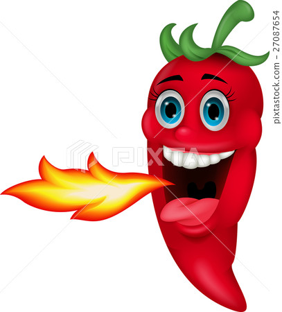 Chili Cartoon Character Breathing Fire Chili Cartoon Character Breathing Fire 27087654
