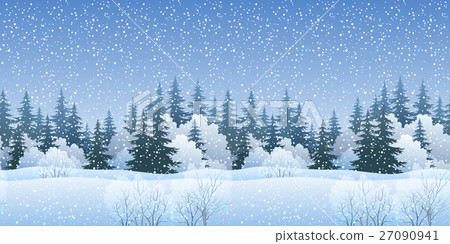 Seamless Landscape with Christmas Trees 27090941