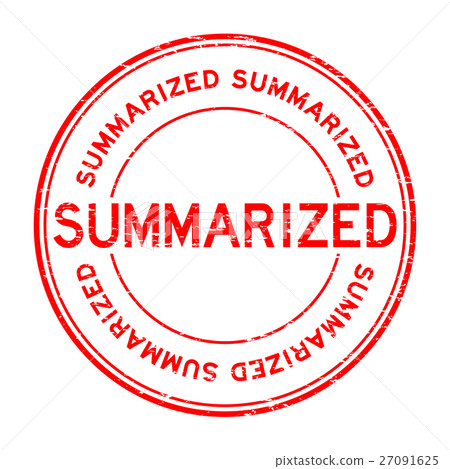 Grunge red summarized round rubber stamp 27091625