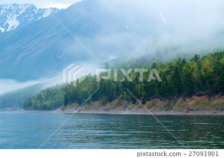 Fog on the Baikal spring sunrise 27091901