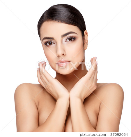 Young brunette woman with beautiful clean skin Young brunette woman with beautiful clean skin 27092064