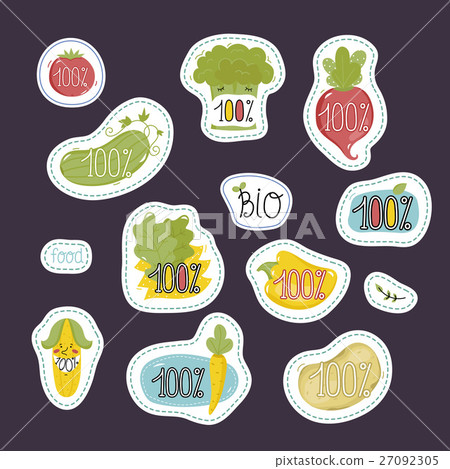 Organic, eco and bio food labels set. Organic, eco and bio food labels set. 27092305