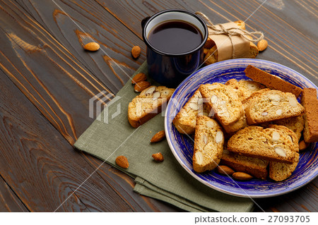 Italian cantuccini cookie with almond filling on 27093705