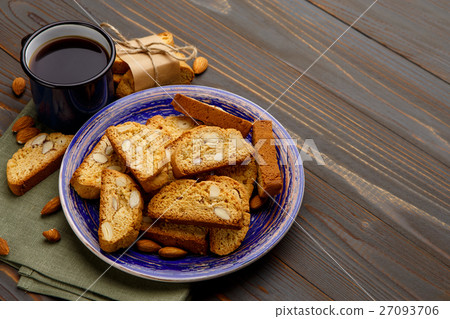 Italian cantuccini cookie with almond filling on 27093706