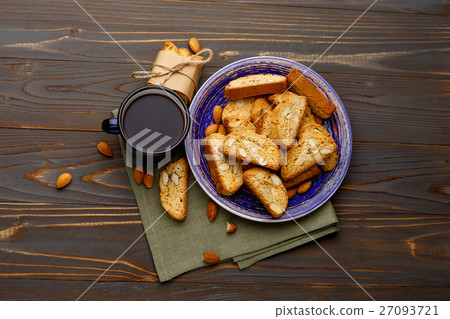 Italian cantuccini cookie with almond filling on 27093721
