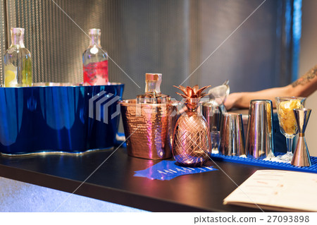 Barman show. Bartender is making cocktail at night Barman show. Bartender is making cocktail at night 27093898