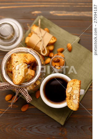 Italian cantuccini cookie with almond filling on 27094187