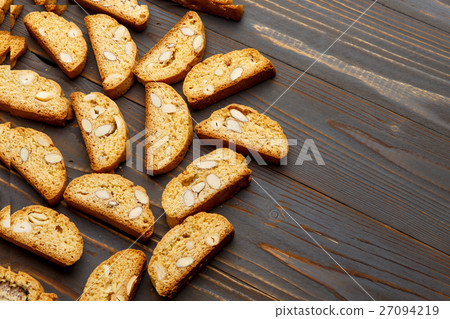 Italian cantuccini cookie with almond filling on Italian cantuccini cookie with almond filling on 27094219