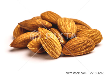 group of almonds isolated on white group of almonds isolated on white 27094265