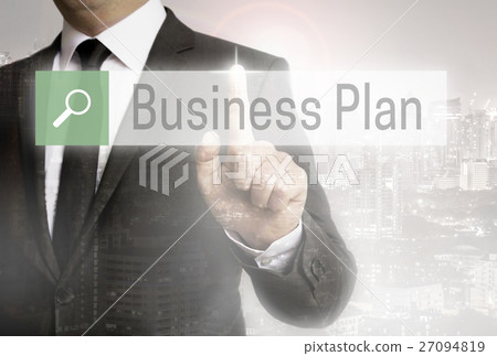 Business man with city background business plan browser Business man with city background business plan browser 27094819