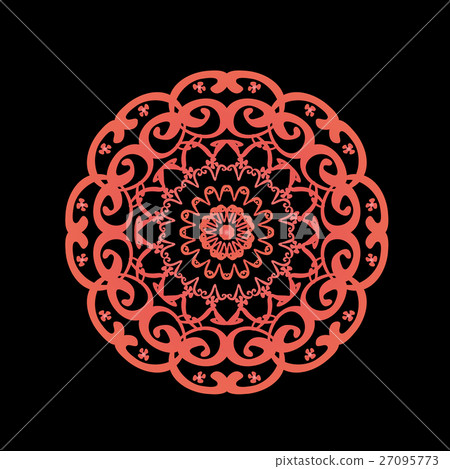 Orange Floral Pattern. Circular pattern 27095773