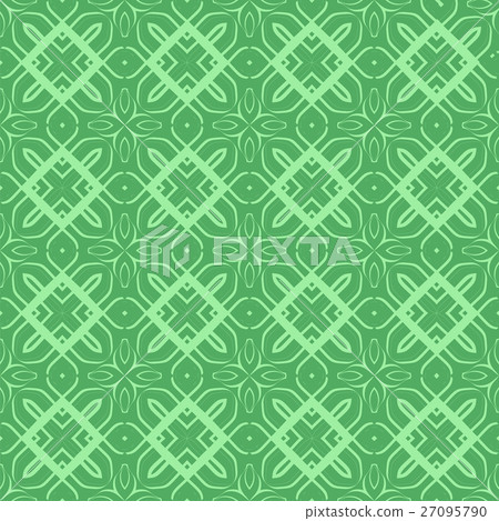Vector Green Ornamental Seamless Line Pattern - Stock Illustration ...