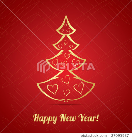 Vector greeting card with Christmas tree. - Stock Illustration ...