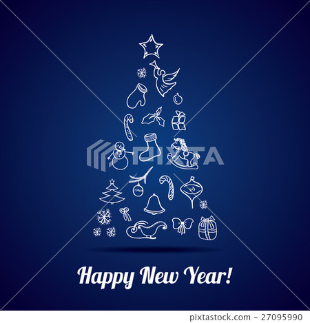 Vector greeting card with Christmas tree. - Stock Illustration ...