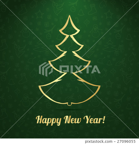 Vector greeting card with Christmas tree. - Stock Illustration ...
