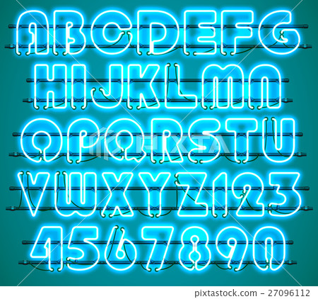 Glowing Blue Neon Alphabet. - Stock Illustration [27096112] - PIXTA