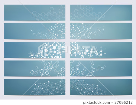 Set of modern scientific banners. Molecule 27096212
