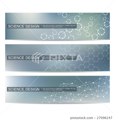 Set of modern scientific banners. Molecule 27096247