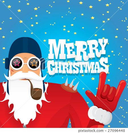 vector biker santa claus with smoking pipe. vector biker santa claus with smoking pipe. 27096448
