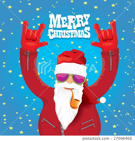 vector biker santa claus with smoking pipe. 27096468