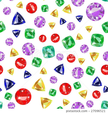 Seamless pattern with colored precious gems 27096521