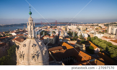main facade of the Estrela Basilica in Lisbon main facade of the Estrela Basilica in Lisbon 27097570