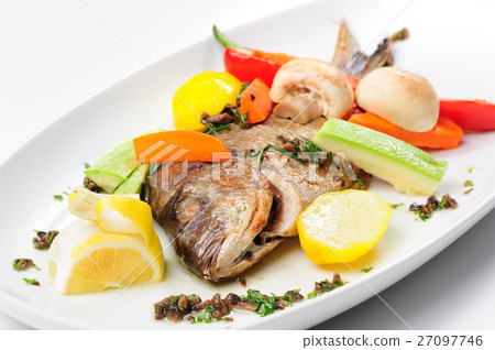 Roasted dorada fish with vegetables Roasted dorada fish with vegetables 27097746