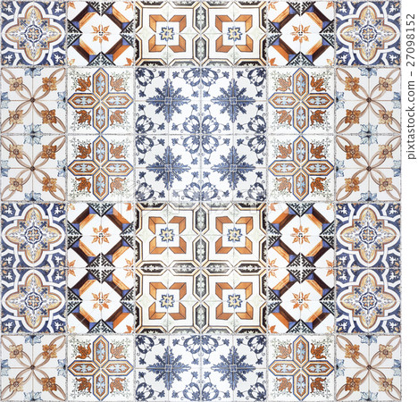 Beautiful old ceramic tile patterns in park public 27098152