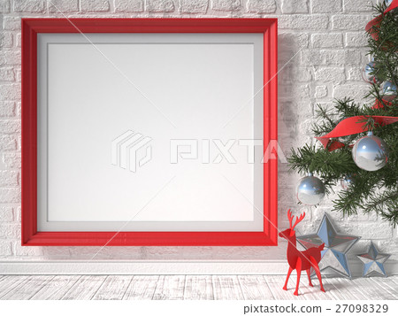 Mock up poster with red reindeer 27098329