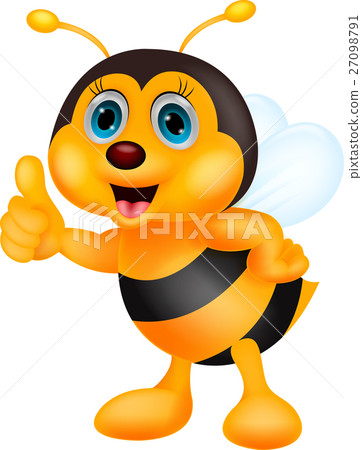 Cute bee cartoon thumb up 27098791