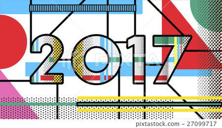 2017 New Year pop art typography retro design 2017 New Year pop art typography retro design 27099717
